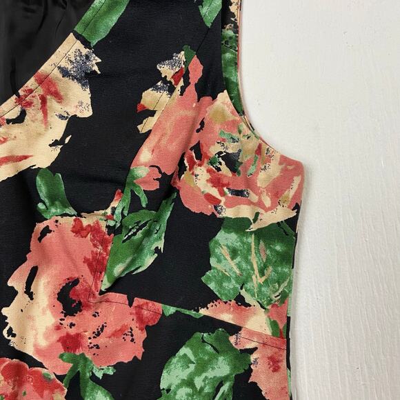 Talbots Women's Black Pink Cotton Stretch Sleeveless V-neck Sheath Dress Size 6 - Picture 6 of 11